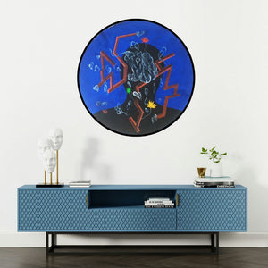 'Comlexity Iii (Inner Cosmos)' painting by Devidas Agase shown on a wall in a furnished room.