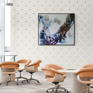 In-situ view of Anas Sultan's 'The Common Affinity' painting in a room