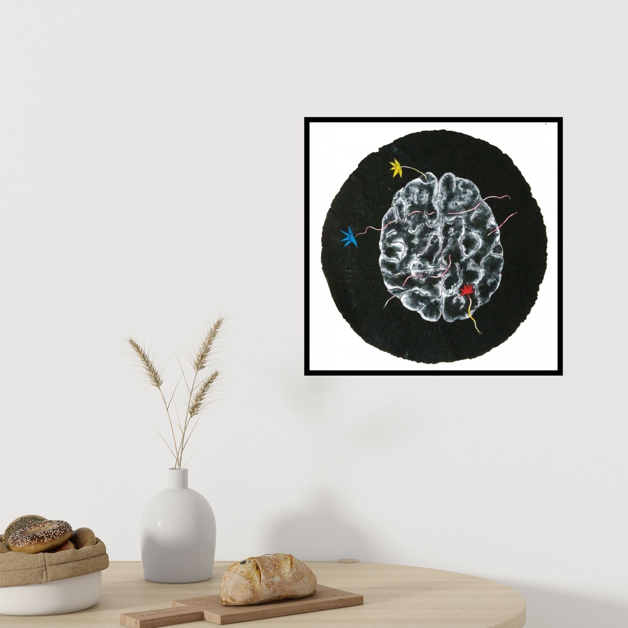 In-situ view of Devidas Agase's 'Complexity (Cerebral Harmony)' painting in a room