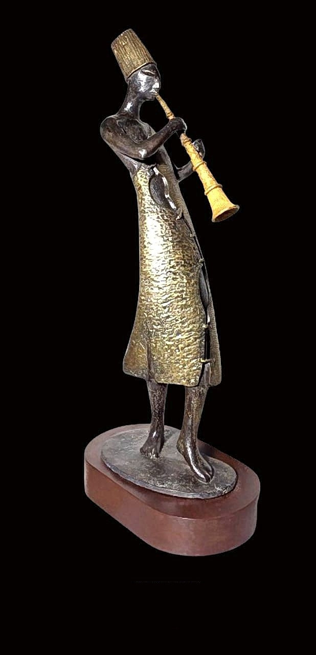 'Composer' figurative Bronze sculpture by artist Subrata Paul, 25x10 inch, on bronze