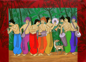 Composers (Celestial Harmony) by Chetan Katigar, Original Acrylic Figurative Painting on Canvas, Large Horizontal Wall Art