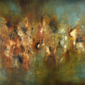 Abstract oil painting titled 'Composition 16', 52x27 inches, by artist Sanjay Akolikar on Canvas
