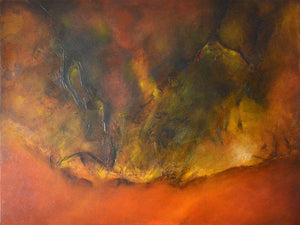 Composition 17 (Elemental Embrace) by Sanjay Akolikar, Original Oil Abstract Painting on Canvas, Large Horizontal Wall Art