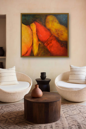 Composition 18 (Crimson Awakening) by artist Sanjay Akolikar displayed in a Designer gallery