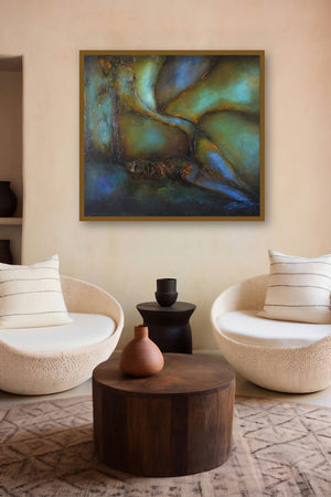 Composition 19 (Genesis) by artist Sanjay Akolikar displayed in a Curated gallery
