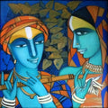 Figurative acrylic painting titled 'Composition 2', 24x24 inches, by artist Dewashish Das on Canvas