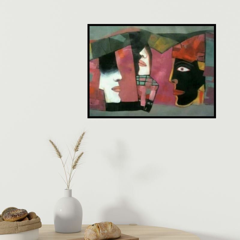 In-situ view of Mihir Kayal's 'Composition 4 (The Exchange)' painting in a room