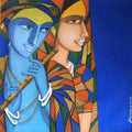 Figurative acrylic painting titled 'Composition 4', 24x24 inches, by artist Dewashish Das on Canvas