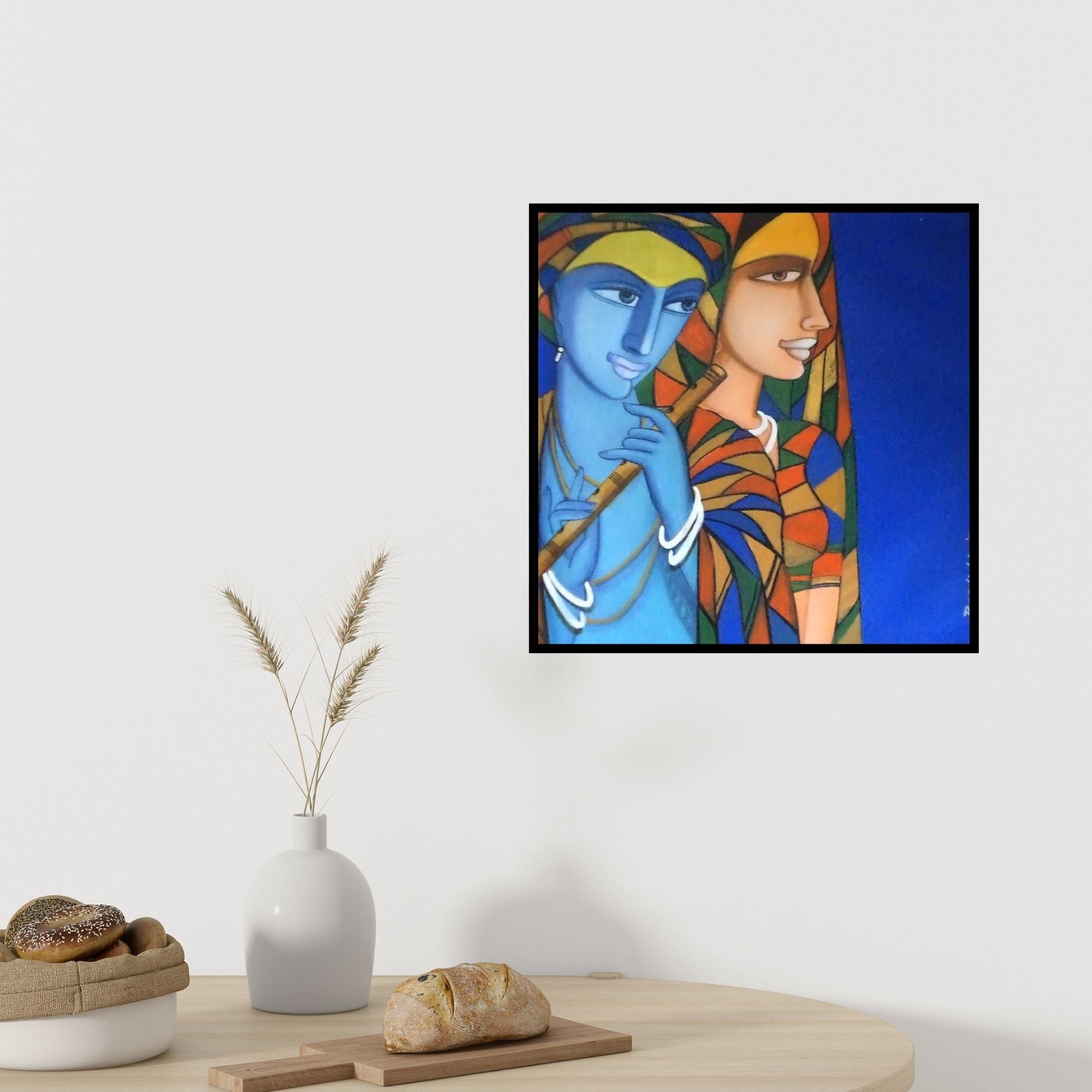 In-situ view of Dewashish Das's 'Composition 4 (Emerald Embrace)' painting in a room