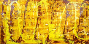 Composition No 309 (Golden Embrace) by Sumit Mehndiratta, Original Acrylic Abstract Painting on Canvas, Large Horizontal Wall Art