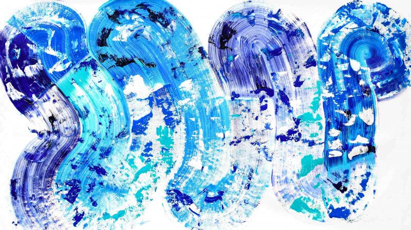 Abstract acrylic painting titled 'Composition No 326', 33x61 inches, by artist Sumit Mehndiratta on Canvas