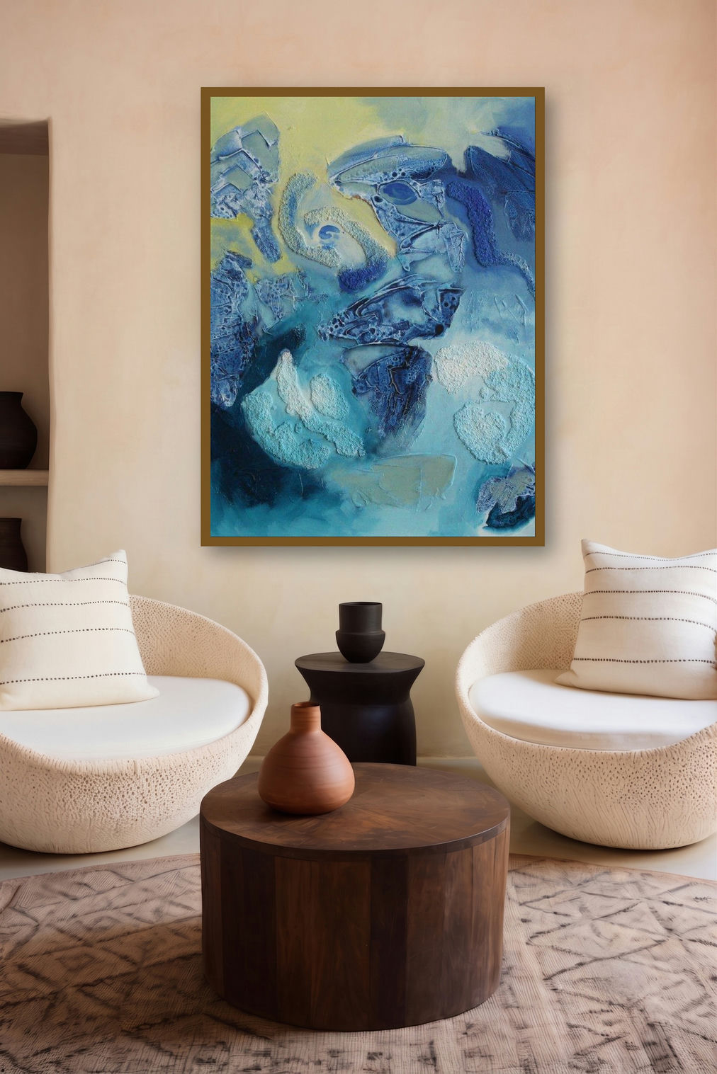 Composure (Blue Rhapsody) by artist Ranga Naidu displayed in a Designer gallery