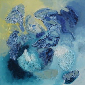 Composure (Blue Rhapsody) by Ranga Naidu, Original Canvas Abstract Painting on Canvas, Small Square Wall Art