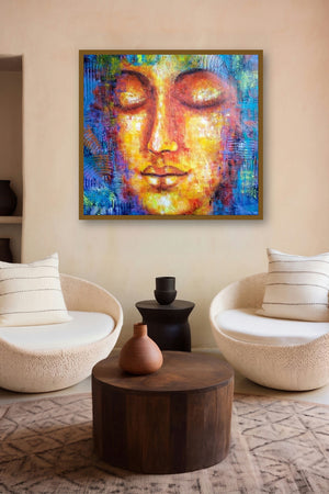 Concentrate (The Enlightened Face) by artist Purnima Gupta displayed in a Museum Style gallery