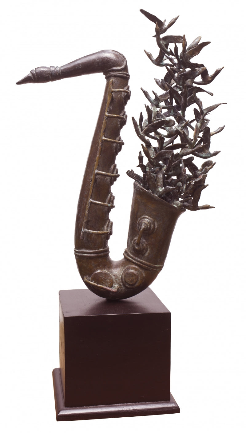 Concordant Cacophony' music Bronze sculpture by artist Biplab Sarkar 2, 25x19 inch, on bronze