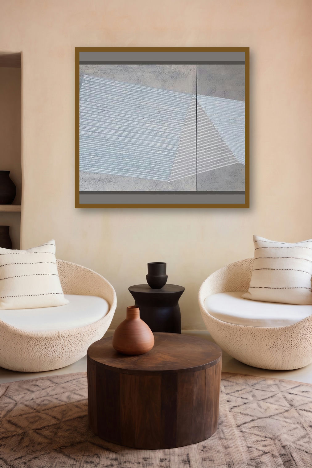 Concrete (Geometric Forms) by artist Megha Madan displayed in a Luxury gallery