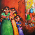 Figurative acrylic painting titled 'Confidant', 36x36 inches, by artist Sharmi Dey on Canvas