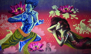 Figurative acrylic painting titled 'Confluence Of Emotions 1', 36x60 inches, by artist Prashanta Nayak on Canvas