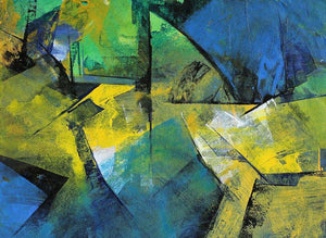 Connect (Emerald Labyrinth) by Siddhesh Rane, Original Acrylic Abstract Painting on Paper, Small Horizontal Wall Art