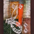 Calligraphy mixed media titled 'Construction Of Hurf Hey', 21x13 inches, by artist Salva Rasool on Canvas