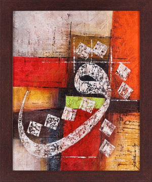 Construction Of Hurf Wow (Hurf Wow) by Salva Rasool, Original Canvas Calligraphy Painting on Canvas, Small Vertical Wall Art