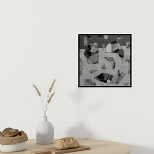 In-situ view of Jayesh Borse's 'Contrast Mind 2 (Grey Abstract Study)' painting in a room