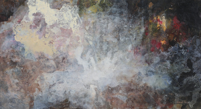 The Cosmic Pulse' contemporary mixed-media painting by artist Naresh Soni, 37x68 inch, on canvas