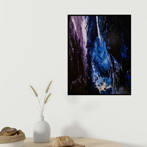 Kartikey Sharma's 'Cosmos 3' painting visualized above a sofa in a contemporary room.