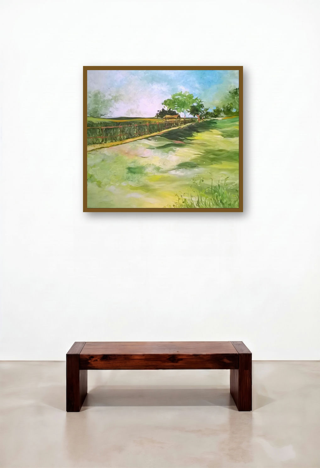 Countryside (Rural Reverie) by artist Shubhamshiva displayed in a Urban Loft Dining Room