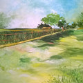 Nature acrylic painting titled 'Countryside', 42x48 inches, by artist Shubhamshiva on Canvas