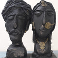 Couple' portrait Stone sculpture by artist Shibu Sengupta, 20x17 inch, on stone