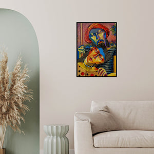 In-situ view of Dayanand Kamakar's 'Couple (Couple in Embrace)' painting in a room