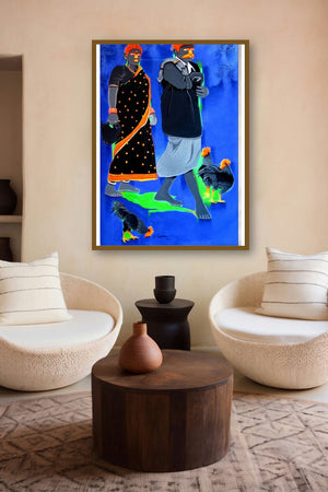 Couple Going To The Market by artist Tailor Srinivas displayed in a Modern gallery