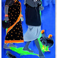 Figurative acrylic painting titled 'Couple Going To The Market', 23x35 inches, by artist Tailor Srinivas on Canvas