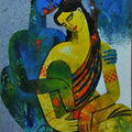 Figurative acrylic painting titled 'Couple I', 36x26 inches, by artist Appam Raghavendra on Canvas