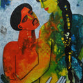 Figurative acrylic painting titled 'Couple II', 36x26 inches, by artist Appam Raghavendra on Canvas