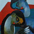 Figurative acrylic painting titled 'Couple III', 38x25 inches, by artist Appam Raghavendra on Canvas
