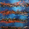 'The Courage' abstract enamel painting by artist Ravi Vishwakarma, 48x48 inch, on canvas
