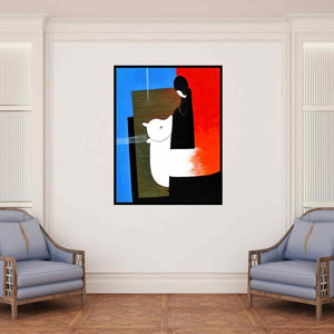 In-situ view of Narayan Shelke's 'Cow (Enduring Presence: A Bond of Comfort)' painting in a room