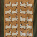 Folk Art tribal painting titled 'Cows 2 Pichwai Art', 44x54 inches, by artist Artisan on Cloth