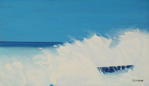 Crash (Breaking Waves) by SIMON MASON, Print Oil Seascape Painting on Canvas, X-Small Horizontal Wall Art