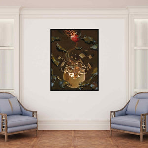 In-situ view of Zakir Hussain's 'Creation (Pulse of Creation)' painting in a room