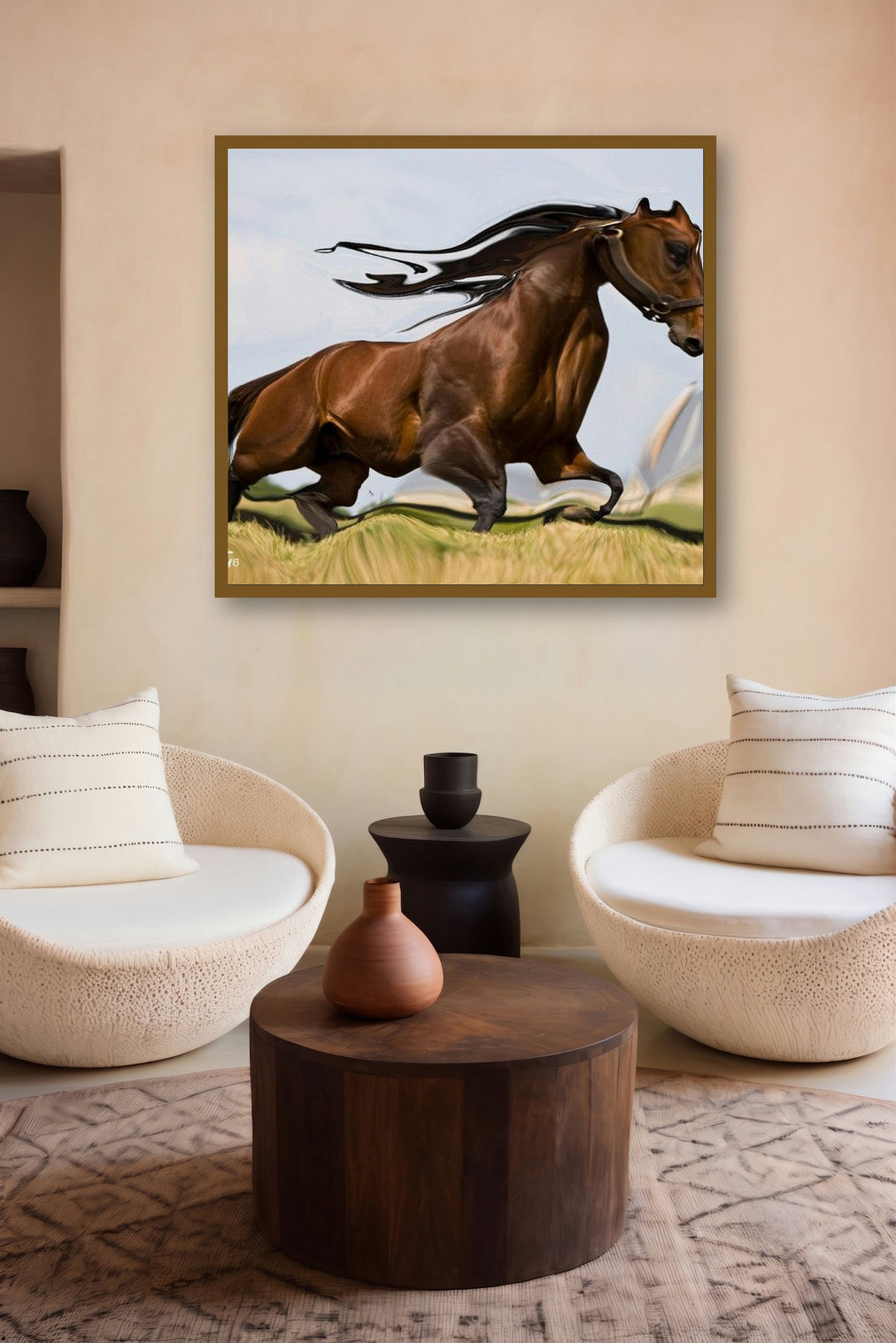 Creative Horse 1 (Equine Majesty) by artist Gouse Baig displayed in a Minimalist gallery