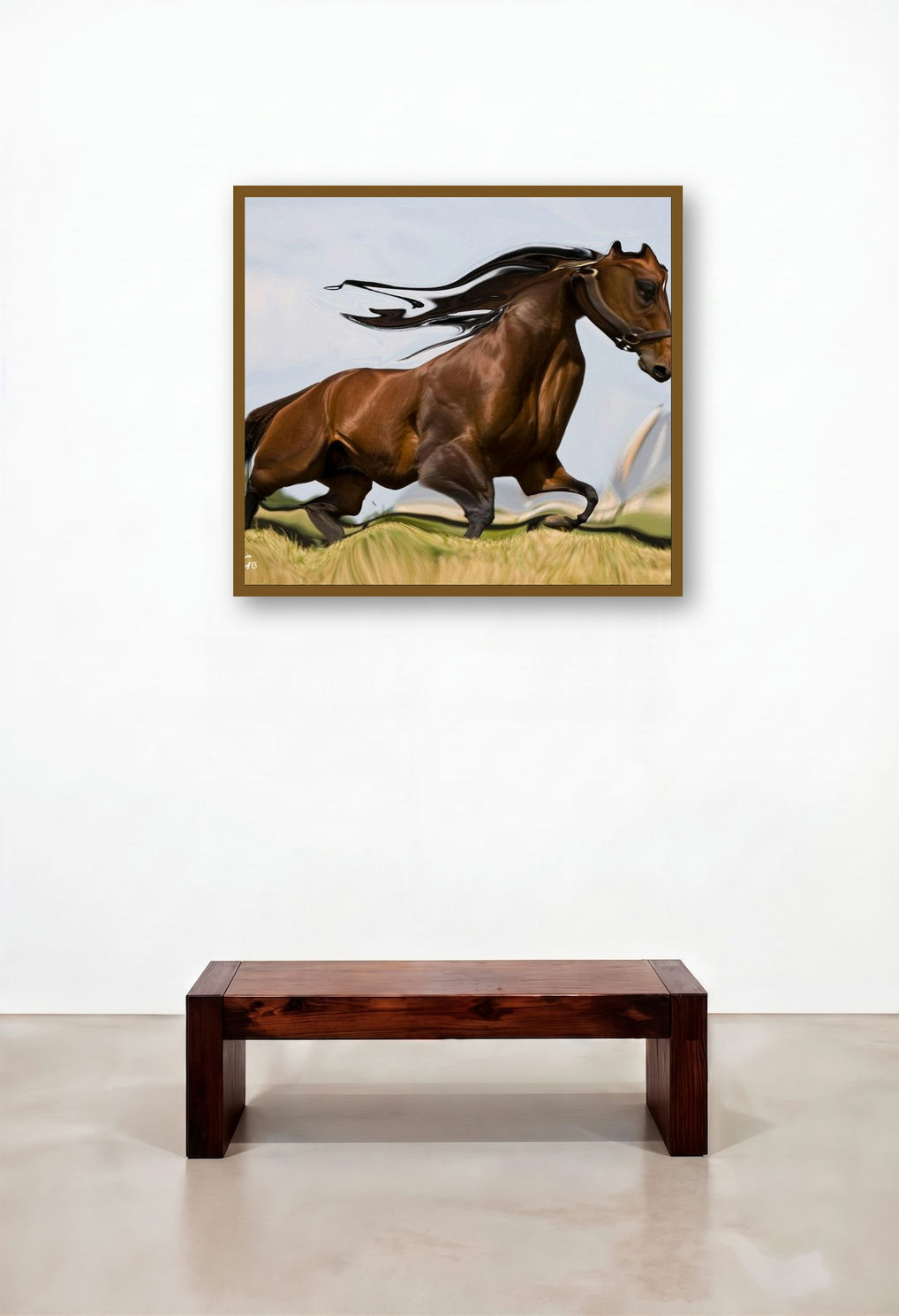 Creative Horse 1 (Equine Majesty) by artist Gouse Baig displayed in a Traditional Foyer