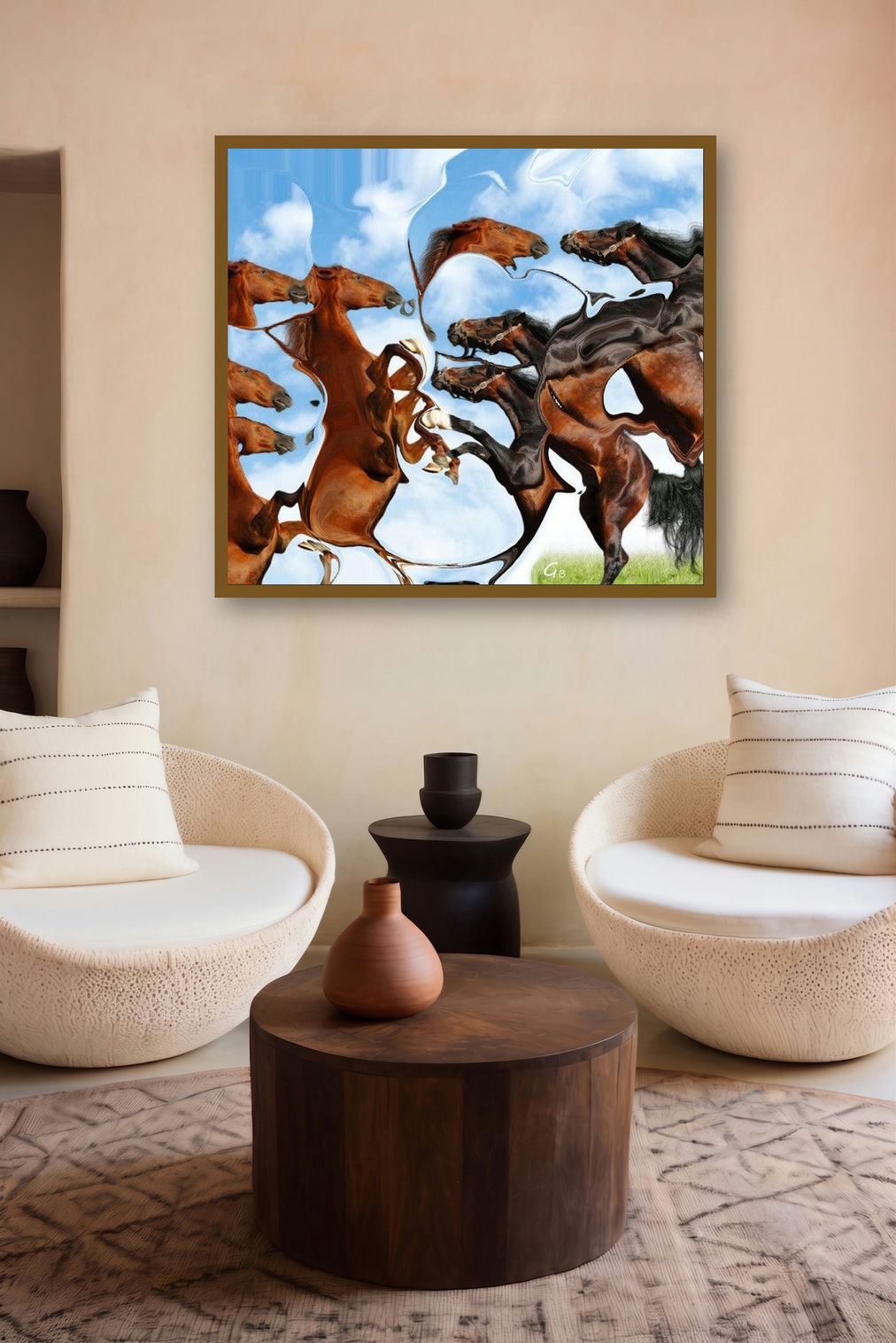 Creative Horse 2 (Equine Rhapsody) by artist Gouse Baig displayed in a Indian Art gallery