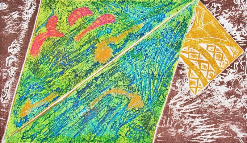 Abstract printmaking titled 'Creator 16', 8x13 inches, by artist Kumara Swamy Pashikanti on Paper