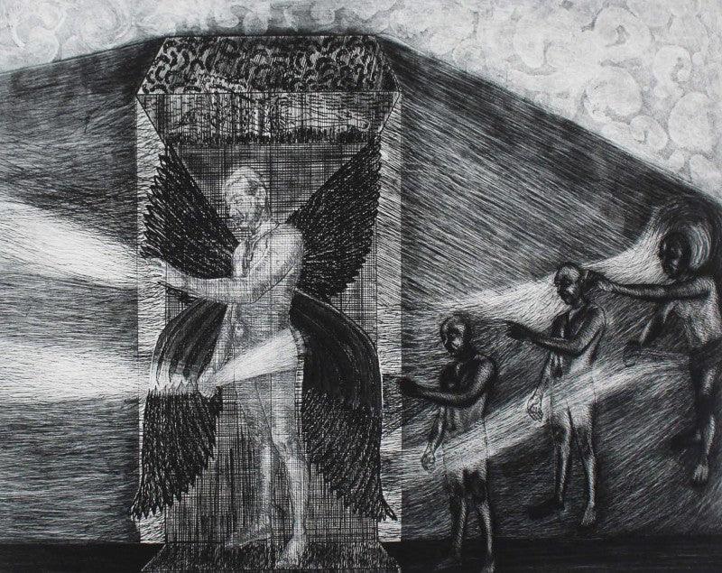 contemporary printmaking titled 'Creator 8', 14x17 inches, by artist Kumara Swamy Pashikanti on Paper