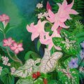 'Crinum And Adenium' nature acrylic painting by artist Vishwajyoti Mohrhoff, 36x48 inch, on canvas