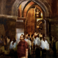 Csmt Ticket Counter' cityscape watercolor painting by artist Mohammad Yusuf, 14x9 inch, on paper
