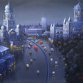 Cityscape acrylic painting titled 'Cst Mumbai', 36x48 inches, by artist Atul Gendle on Canvas